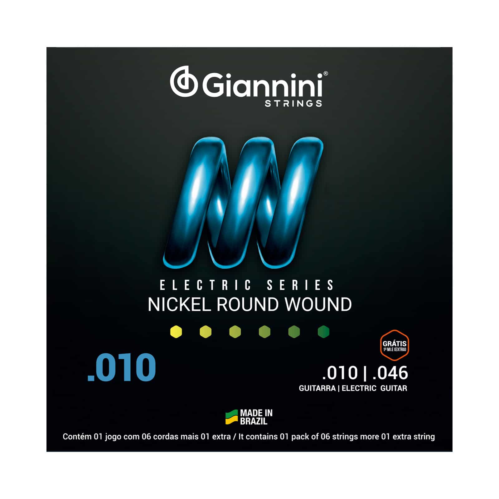 Encordoamento para Guitarra Giannini Nickel Round Wound GEEGST10 (.010 – .046)