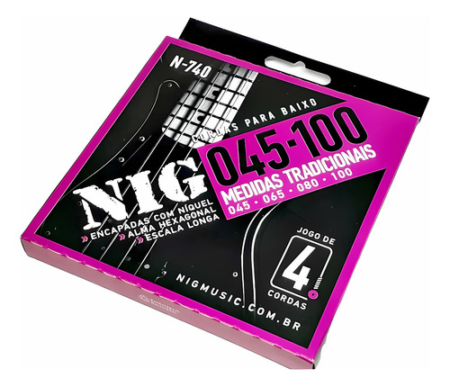 Encordoamento Contra Baixo N740 - 4 Cordas Escala Longa Nig